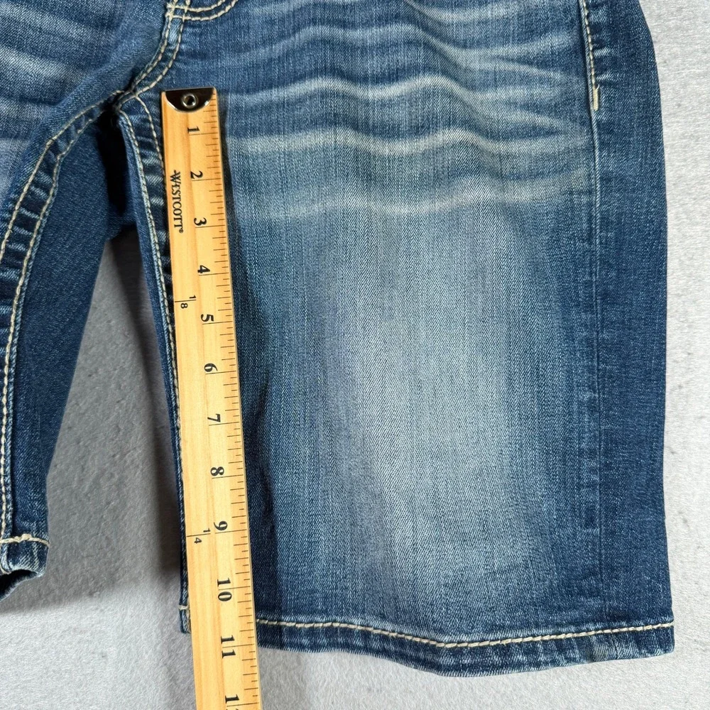 BKE Stella Women 29 Medium Wash Bermuda Denim Shorts ABK1530 Blue Stretch